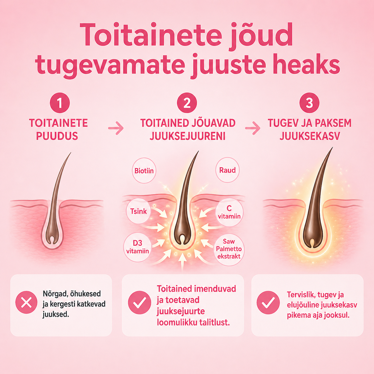 Toeta tugevamaid ja paksemaid juukseid seestpoolt